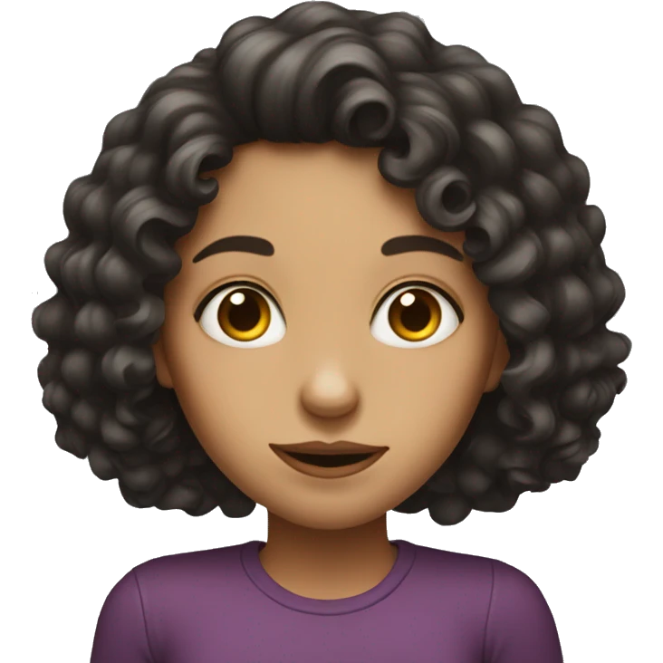 Girl with big nose and dark long curly hair emoji
