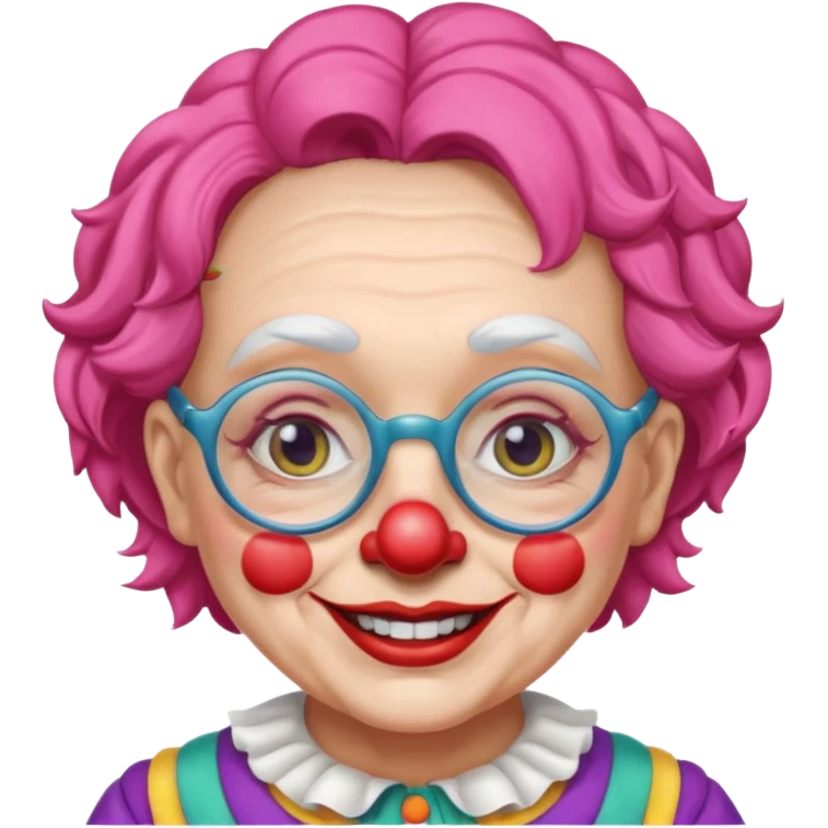grandma clown with eyeglasses emoji
