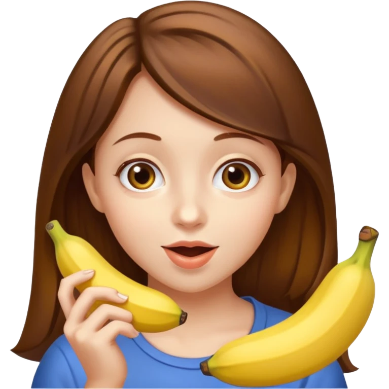 Brown hair Girl eats banana  emoji