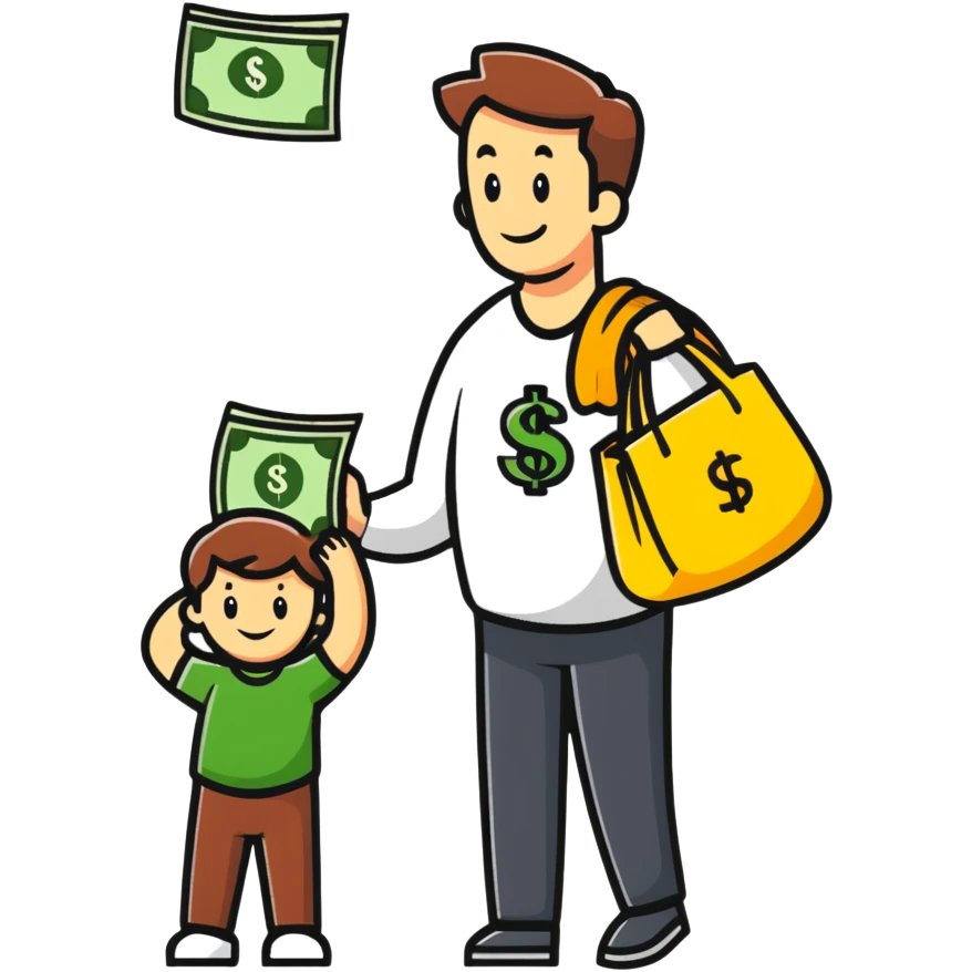 Person carrying money bag supporting a family, financial provider emoji