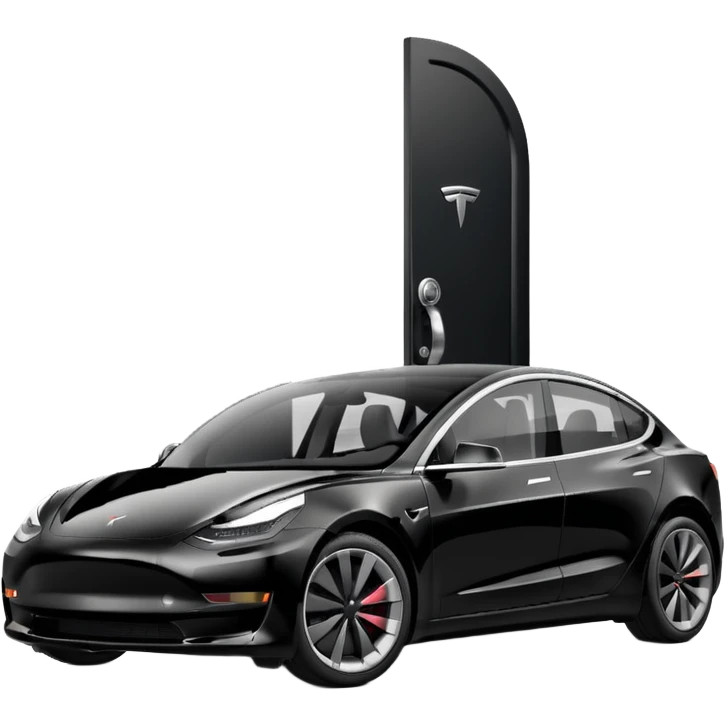 tesla model 3 performance preto com puxadores das portas pretos e rodas com jantes cinzentas  emoji