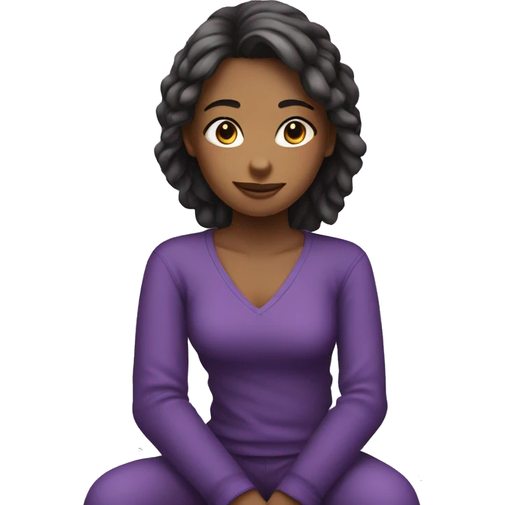 girl sitting criss cross purple shir emoji