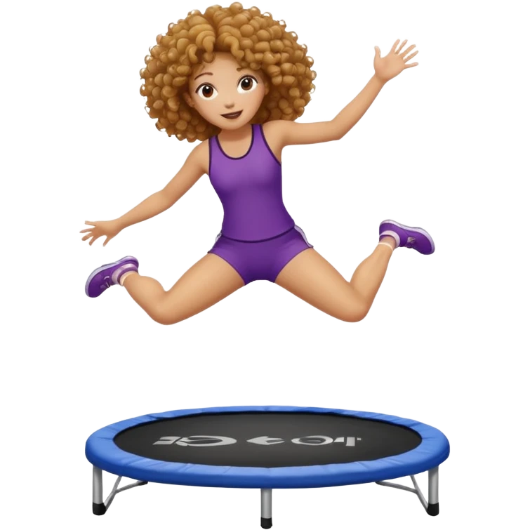 Curly hair Woman jumping on trampoline emoji