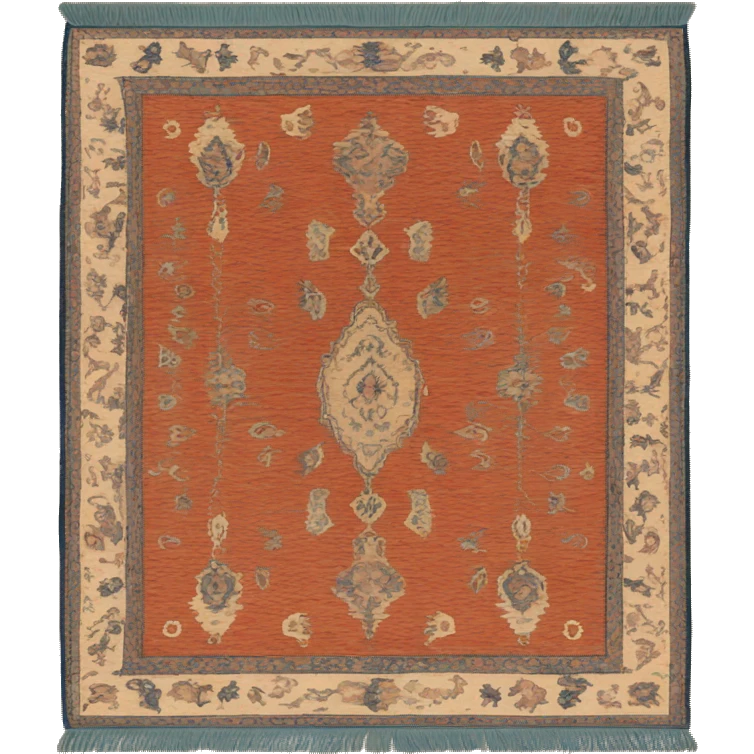 3/4 view oriental rug with tassels emoji
