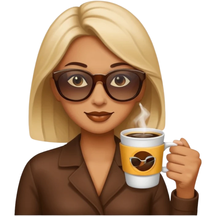 sunglasses woman drink coffee emoji