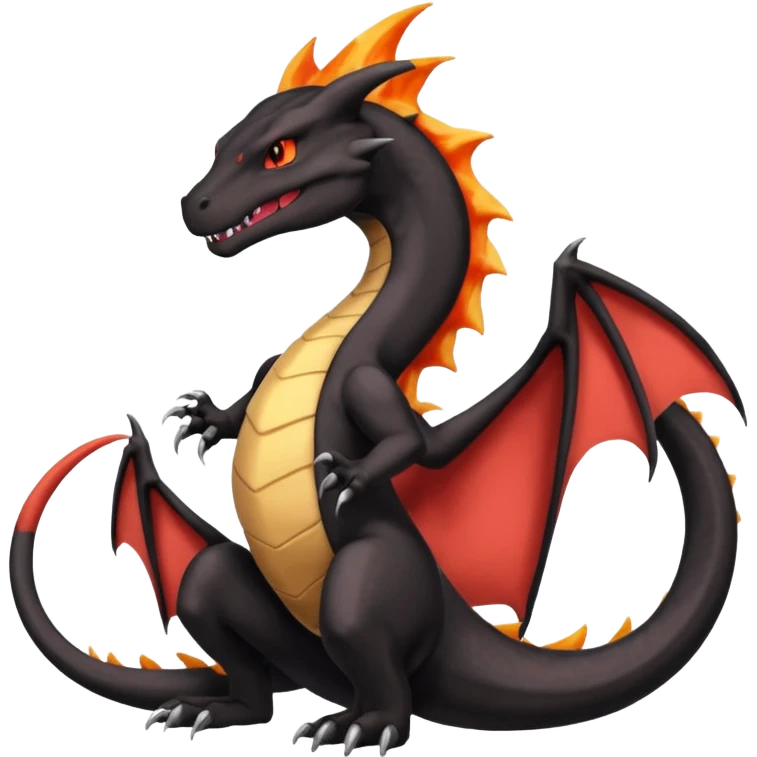 Black lanky elegant evil badass handsome cool beautiful Salandit-Shiny-Charizard-Salazzle-Seviper-fusion emoji