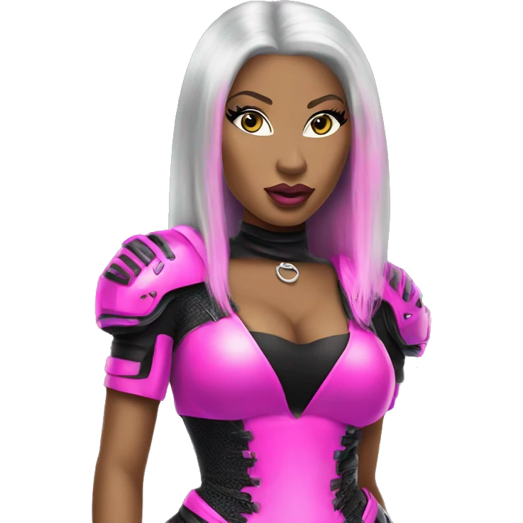 nicki minaj wearing an electronic cyber neon black and pink outfit emoji