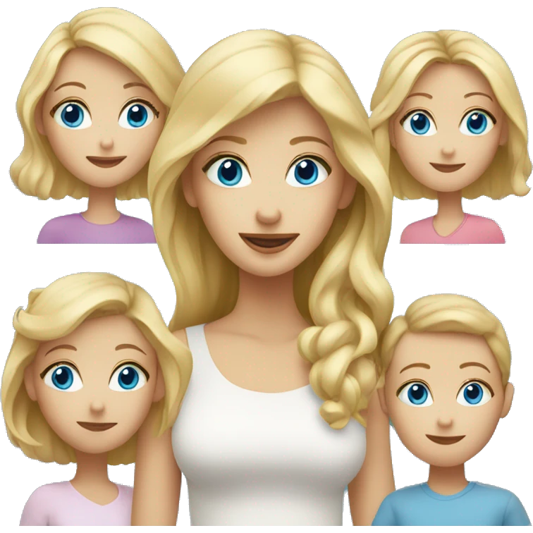 blonde woman with blue eyes and 4 kids   emoji