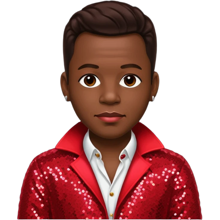 Bobby Brown (b.1969) from New Edition with dark brown hair, red sequin outfit emoji