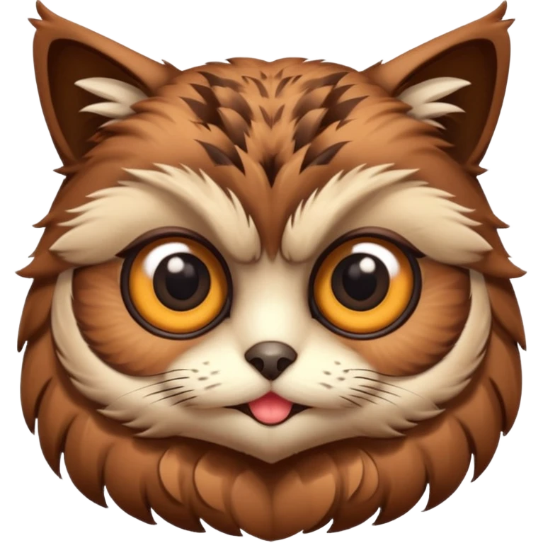 Brown cat head owl body emoji
