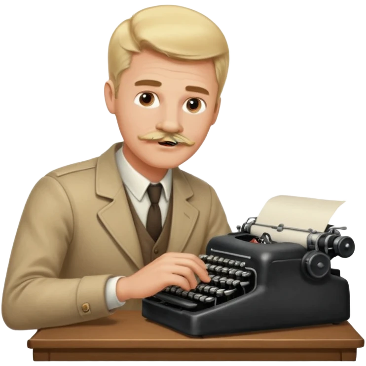 moustache blonde man with vintage typewriter emoji