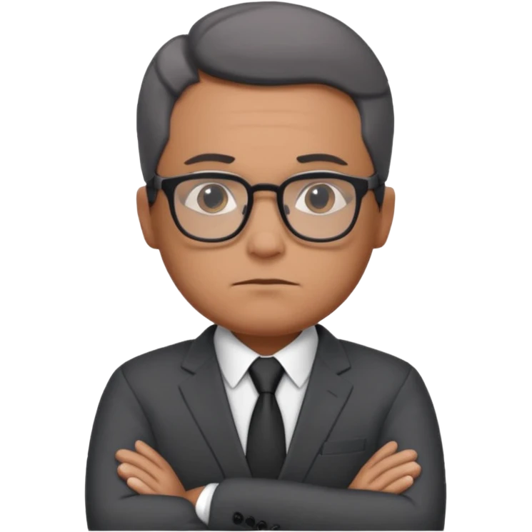 Illustrate Gustavo in a business suit with glasses, hands folded & serious gaze. emoji