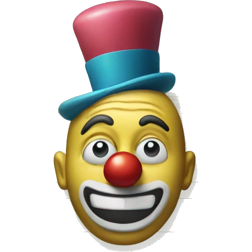 bank check with a clown's face on it emoji