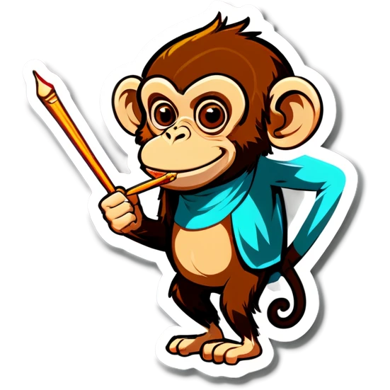 Monkey was feeding legs with toothpick emoji