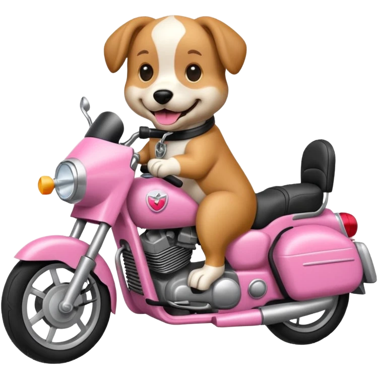Un perro rosa andando en moto  emoji