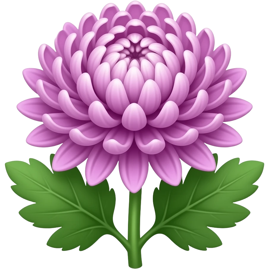 Mauve japanese chrysanthemum with stem and leaves emoji