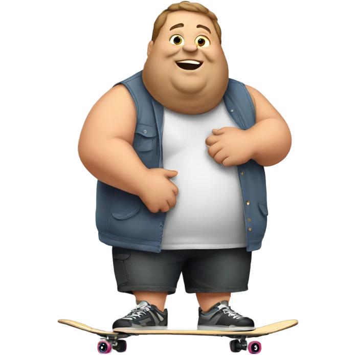 fat guy with skateboard  emoji