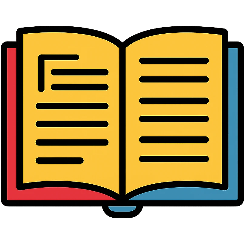 the first page of a book, open, showing text, clean and readable illustration style emoji