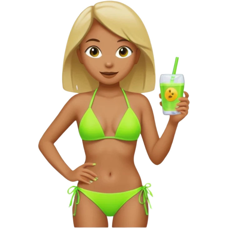 neon green bikini, bright, playful, no background emoji