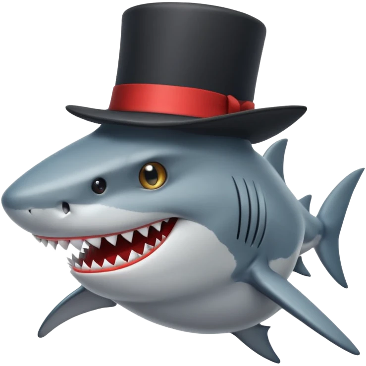 Shark with a top hat emoji