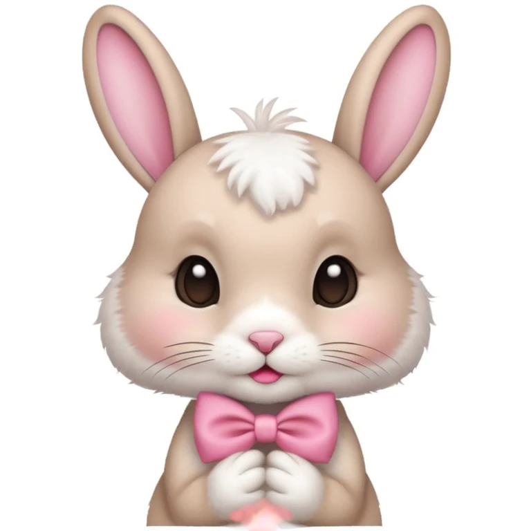 I want a cute rabbit with a bow on its ears making a kissing face  emoji