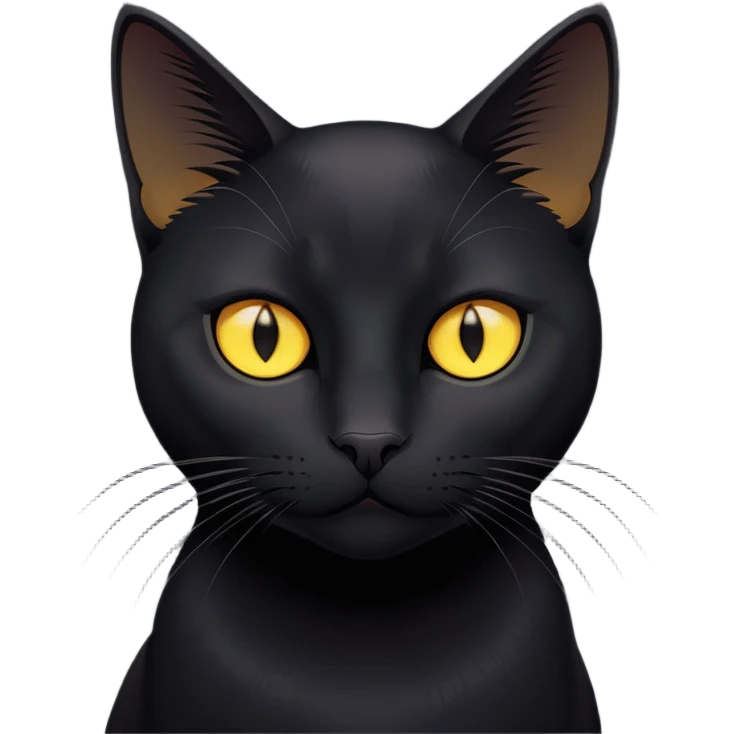 Большой черный кот с желтыми глазами за работой emoji