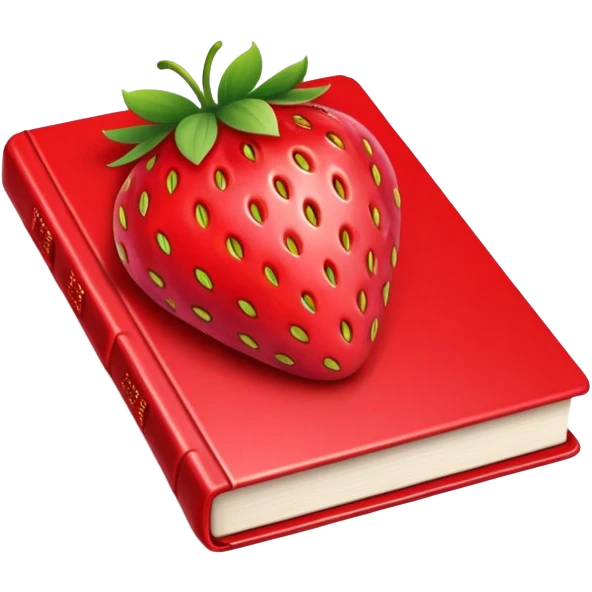 book with strawberry printed on the cover emoji