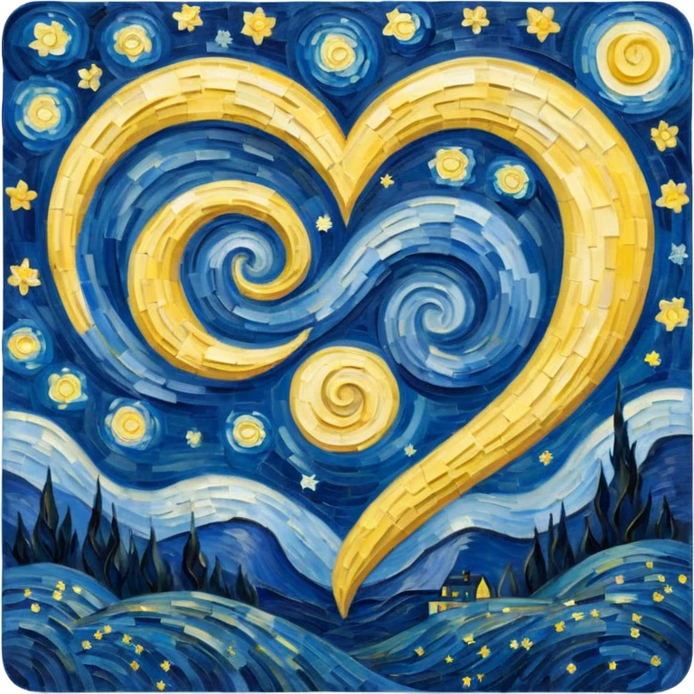 Vangogh starry night in a heart emoji