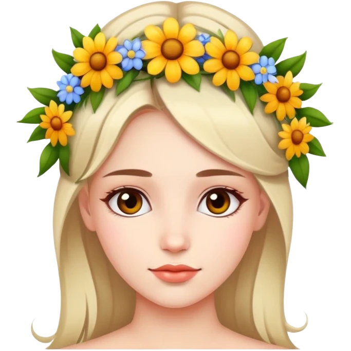 Beautiful girl with flowers on her head emoji
