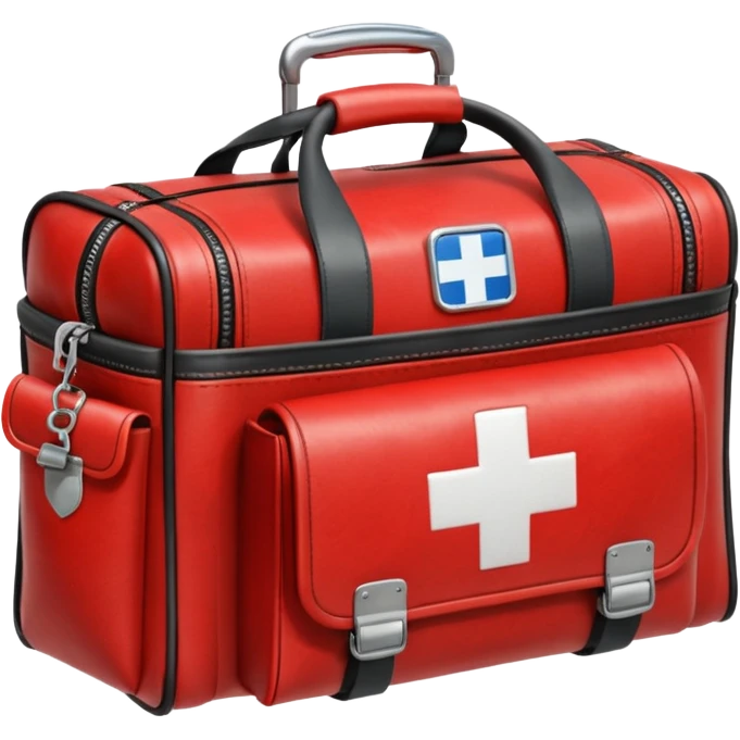 A paramedic’s emergency kit bag placed beside the ambulance door.
 emoji