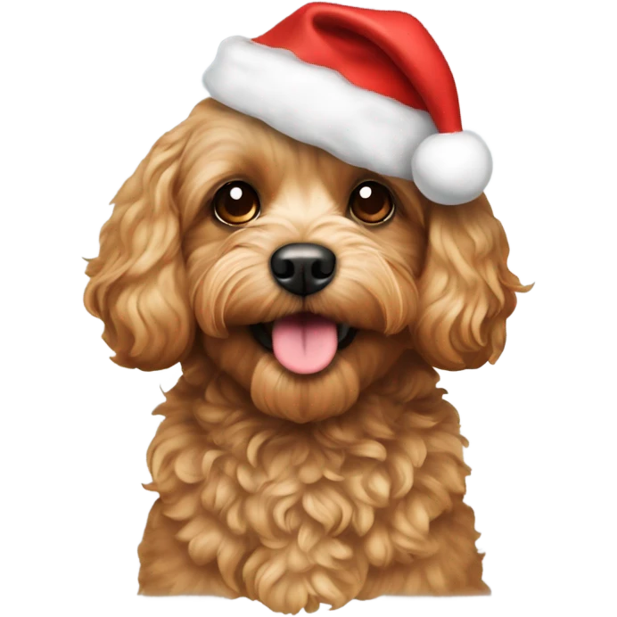 Cavapoo with Christmas hat emoji