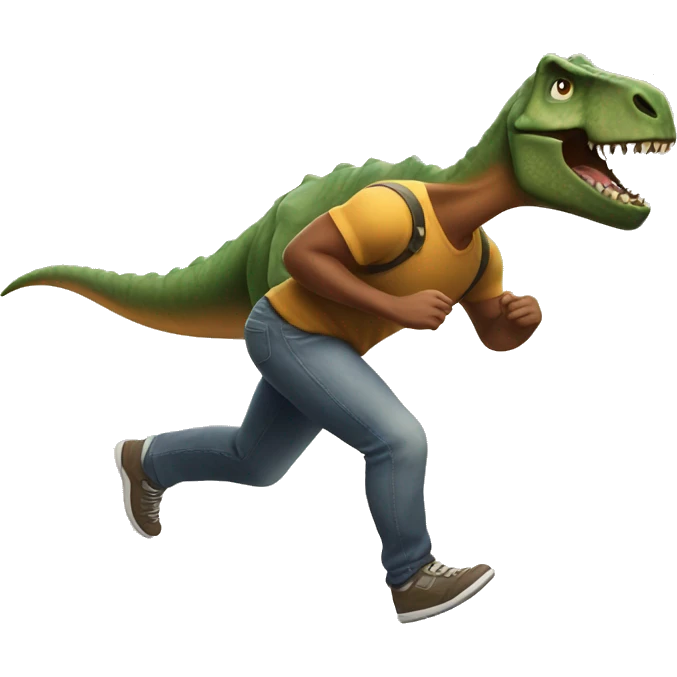 Guy running from dinosaur emoji