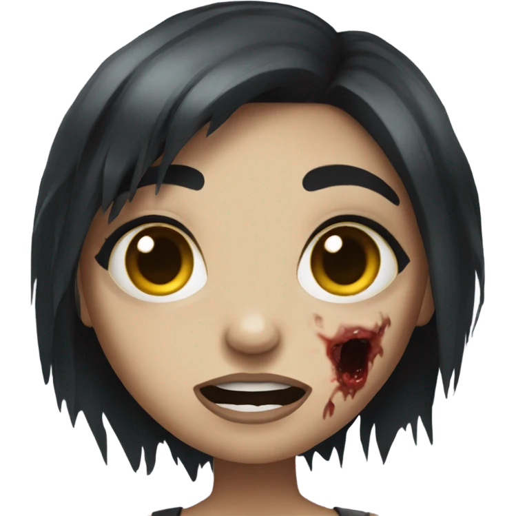 zombie girl with black hair emoji