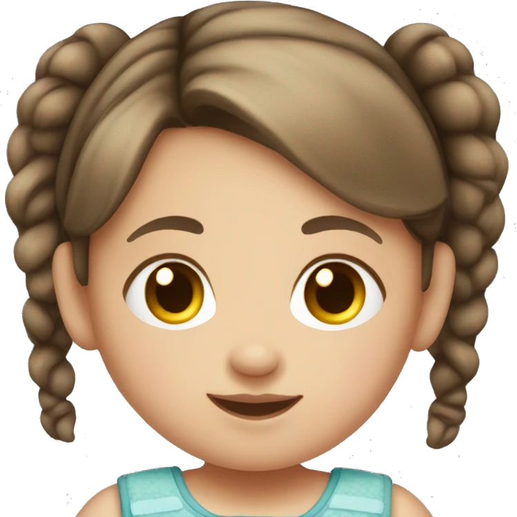 baby girl with brown hair and pigtails emoji