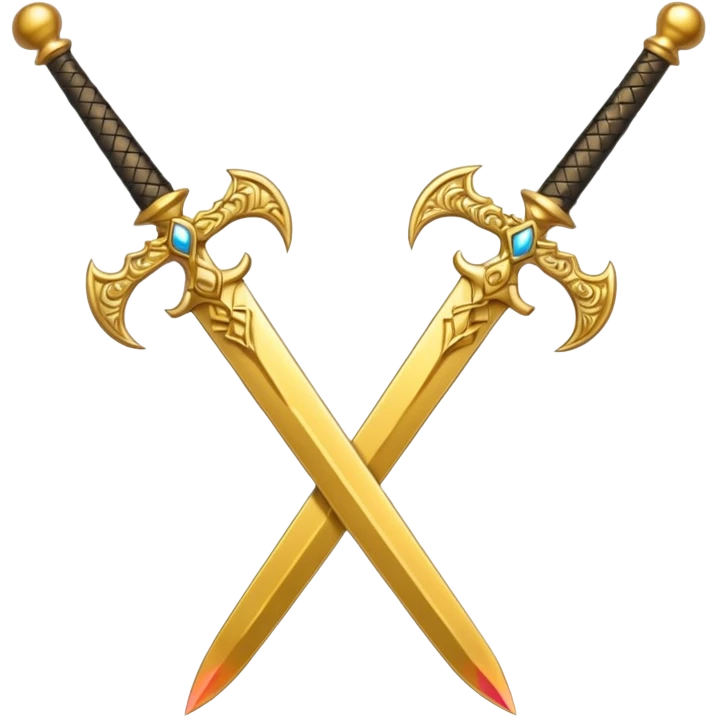 Two Golden royal swords with gold blades and gold handel emoji