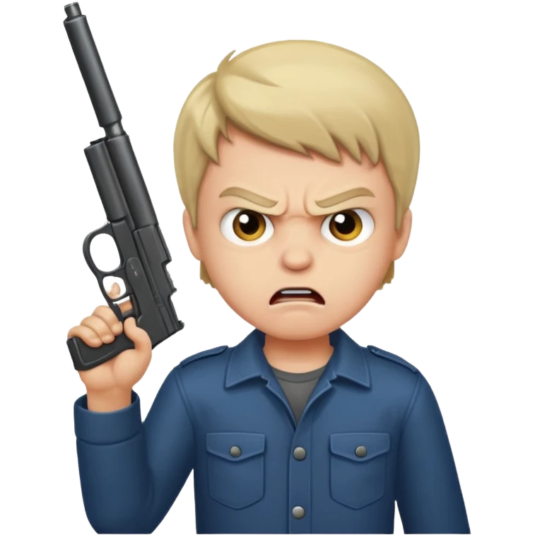 Angry boy with gun emoji