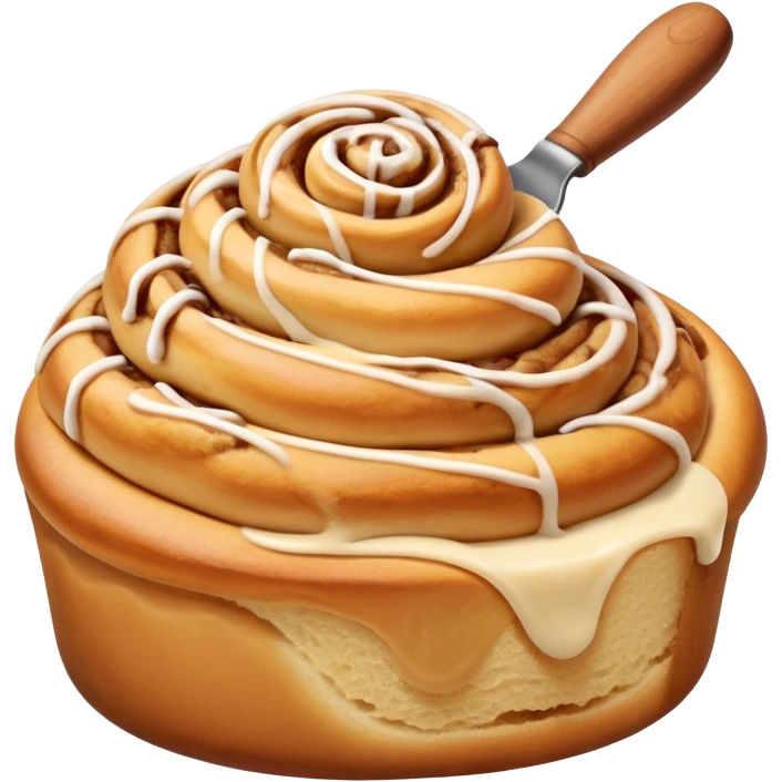Cinnamon roll topped with cookie dough scoop emoji