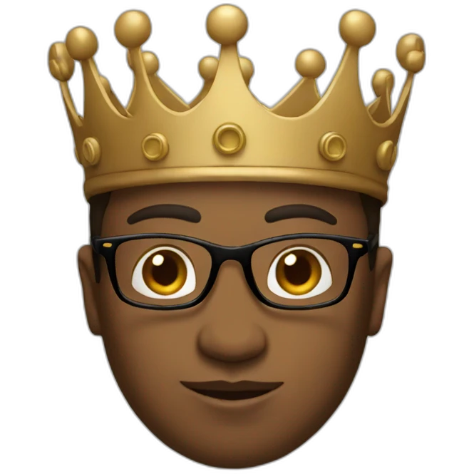 brown skinned coder with glasses and a crown emoji