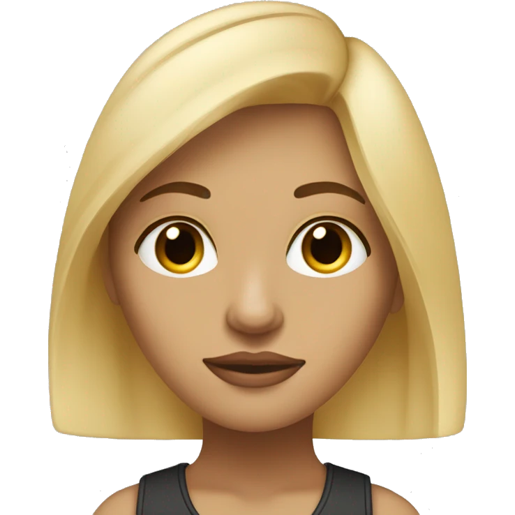 Blond and straigh hair woman, huzelnut eyes, piercing in nose emoji