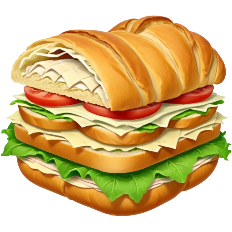 Croissant chicken and Cesar salad sandwich emoji. One layer of chicken and one layer of Cesar lettuce that’s it  emoji