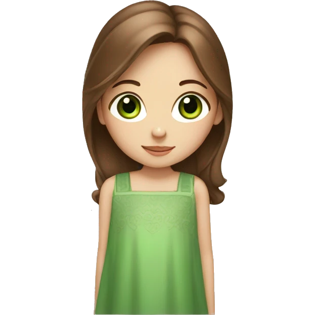 girl with green eyes and long brown hair holding a china design  emoji