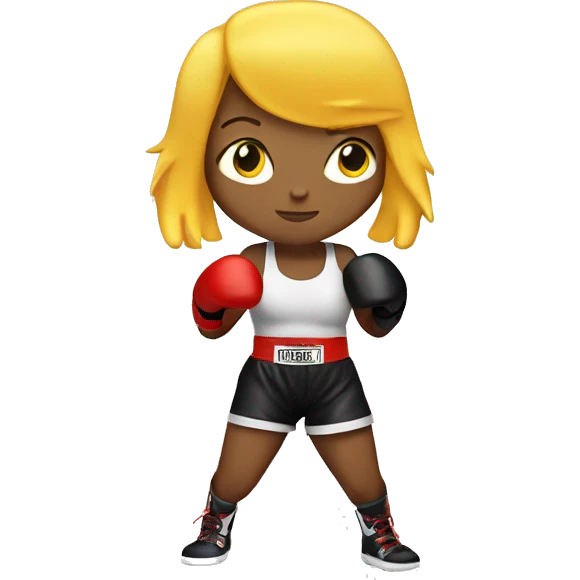 Boxing girl, yellow bob hair, white skin, boxing gloves emoji