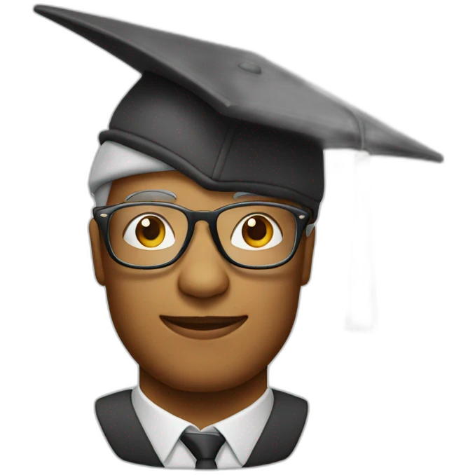 apple smartphone with glasses and degree hat emoji