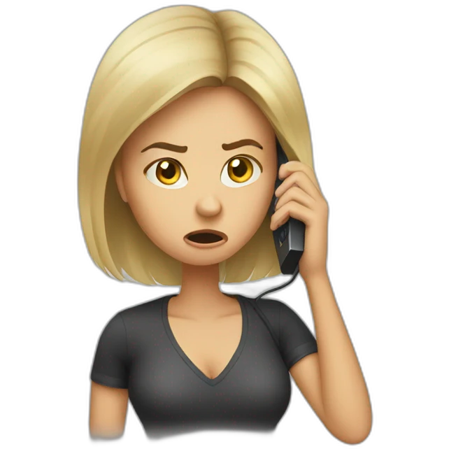 Angry girlfriend calling through phone emoji