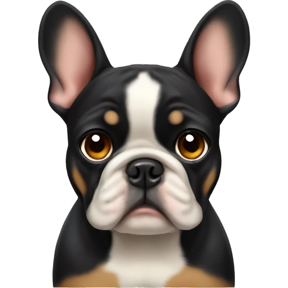 Black-and-tan French bulldog with sad puppy eyes  emoji