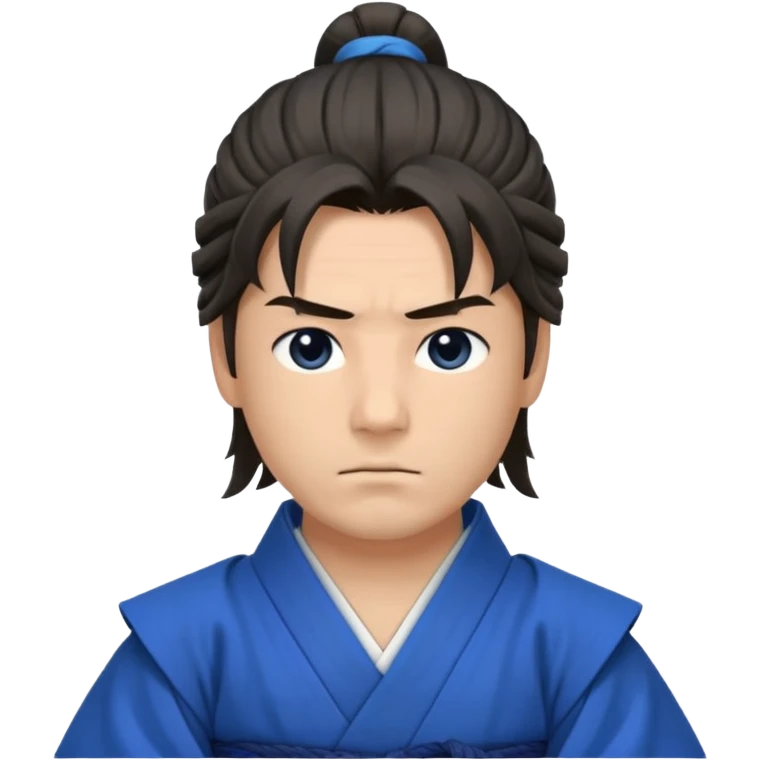 A calm samurai with tied hair, blue robes, and peaceful but deadly focus.
 emoji