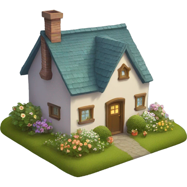 cute cottage with garden emoji