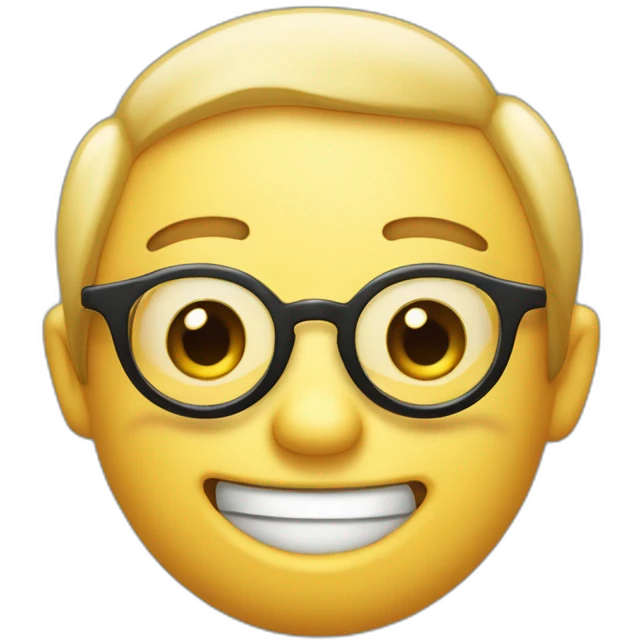 bespectacled emoji points his finger skyward with two protruding upper incisors emoji