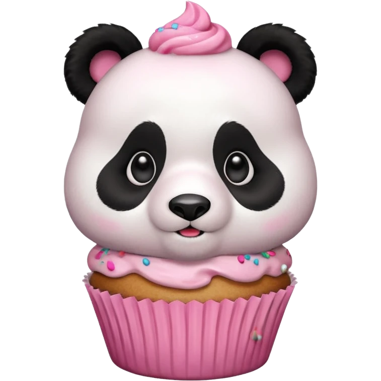 Surprised Panda with a cupcake emoji