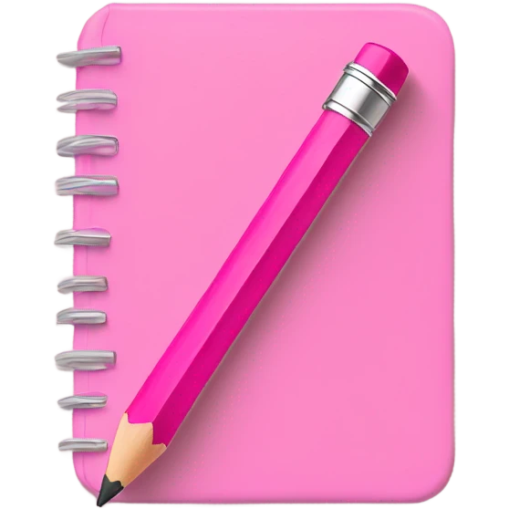 Pink pencil taking notes in pink notebook emoji